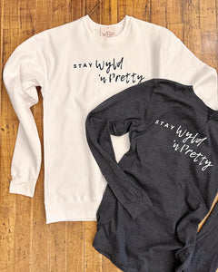 Stay Wyld ‘n Pretty Long Sleeve - Heather Charcoal