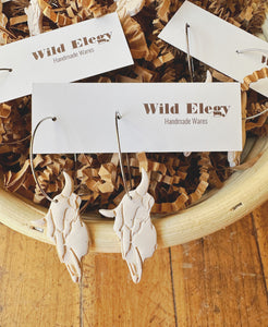 Wild Elegy Clay Cow Skull Earrings