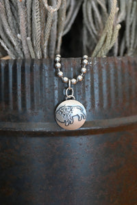 Sterling Silver Round Bison Charm