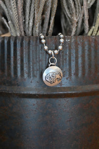 Sterling Silver Round Bison Charm