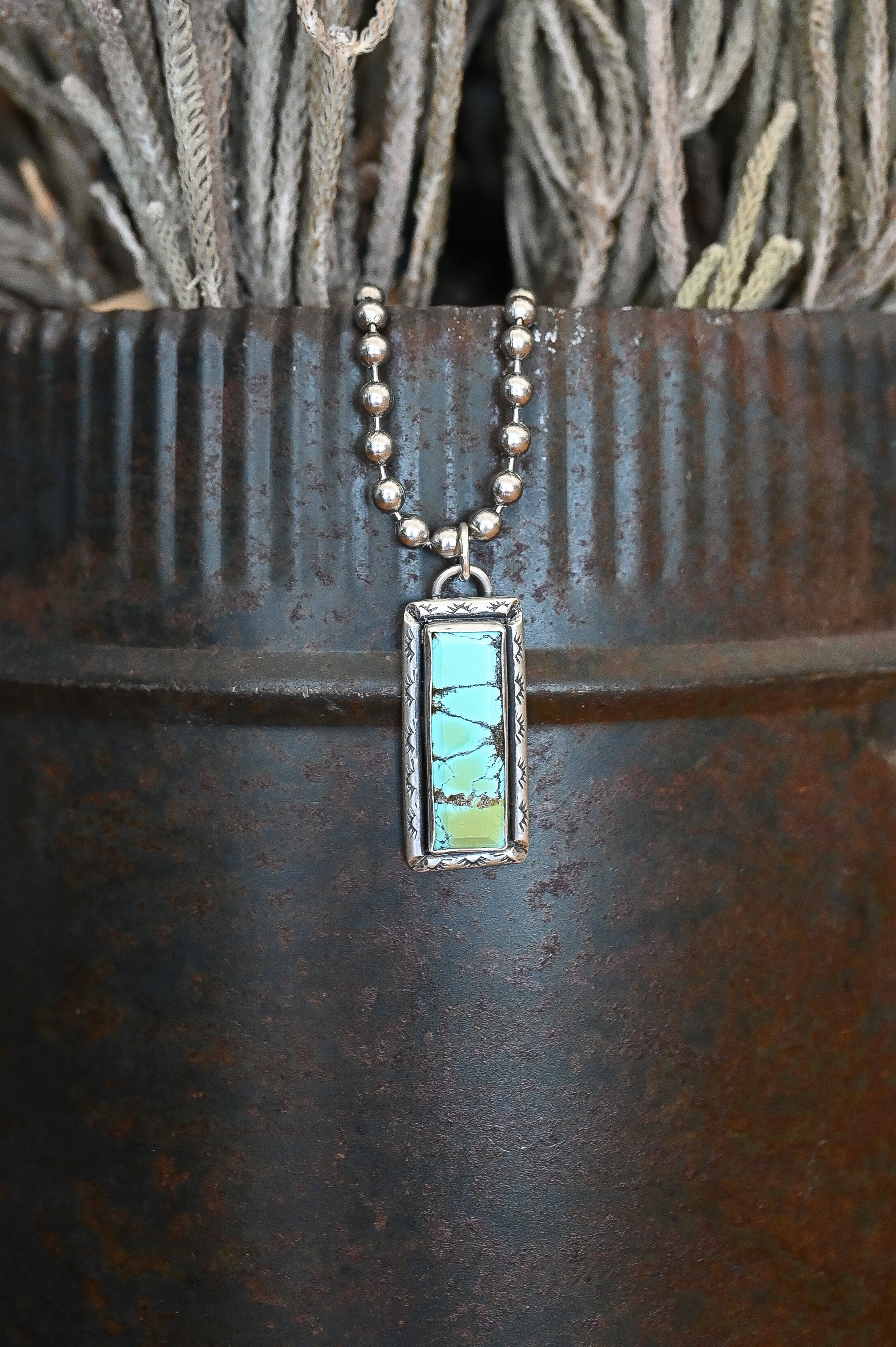 Sterling Silver +Turquoise Bar Pendant