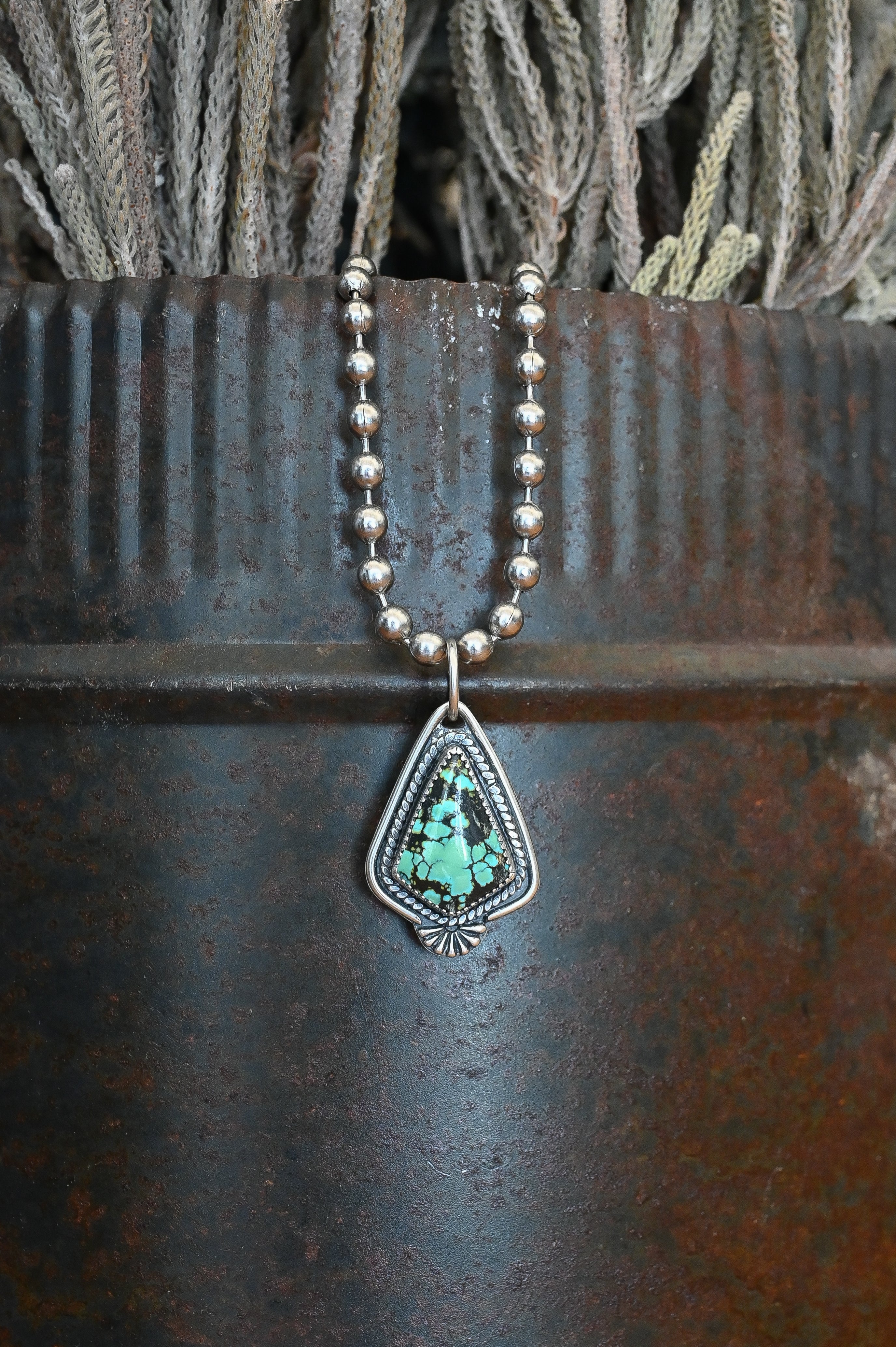 Sterling Silver Small Diamond Turquoise Pendant