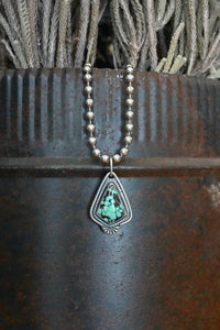 Sterling Silver Small Diamond Turquoise Pendant